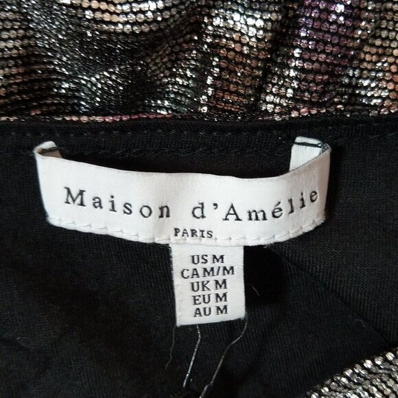Maison d` Amelie Silver Pink Metallic Long Sleeve Blouse Cross Ovr Front Med New - Picture 3 of 3